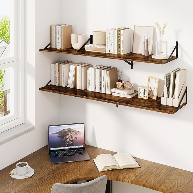 Fun Memories Floating Shelves for Wall, 12 Inch Deep Floating Shelves Set of 2