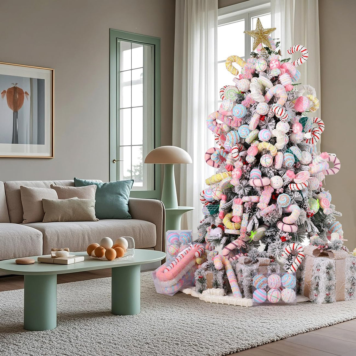 LANGXUN 6pcs Gingerbread Man Candy Land 2025 Xmas Party Suppiles Decoration, Hanging Candy Cane Christmas Tree Décor, Christmas Decorative Hanging Ornaments Crafts