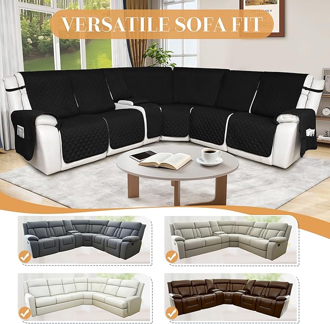 HDCAXKJ Reclining Sectional Couch Covers L Shape Recliner Sofa Middle Console
