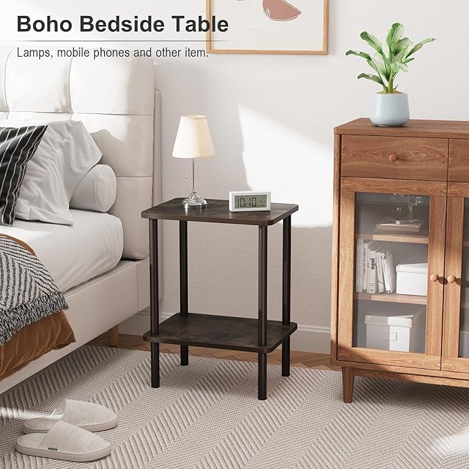 Apicizon 2 Tier End Table Set of 2, Small Side Table
