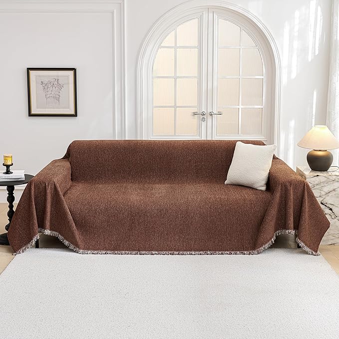 MYSKY HOME Chocolate Couch Cover Non Slip Dog Sectional Sofa Cover