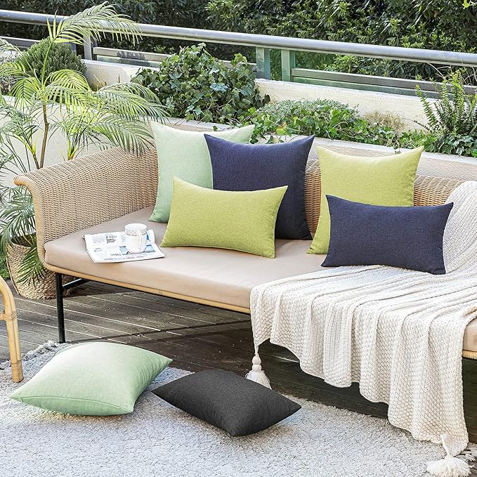 MIULEE Pack of 2 Decorative Outdoor Solid Waterproof Throw Pillow Covers Faux