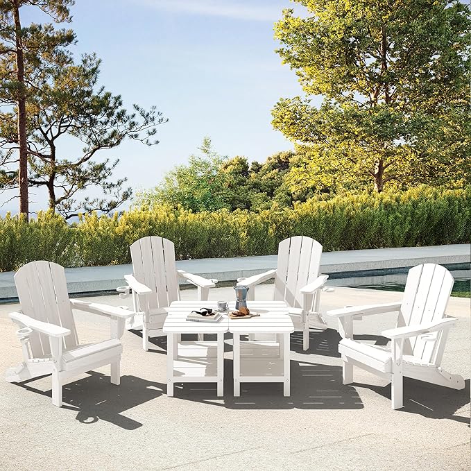 SERWALL Double Adirondack Side Table Set of 2, End Table- White