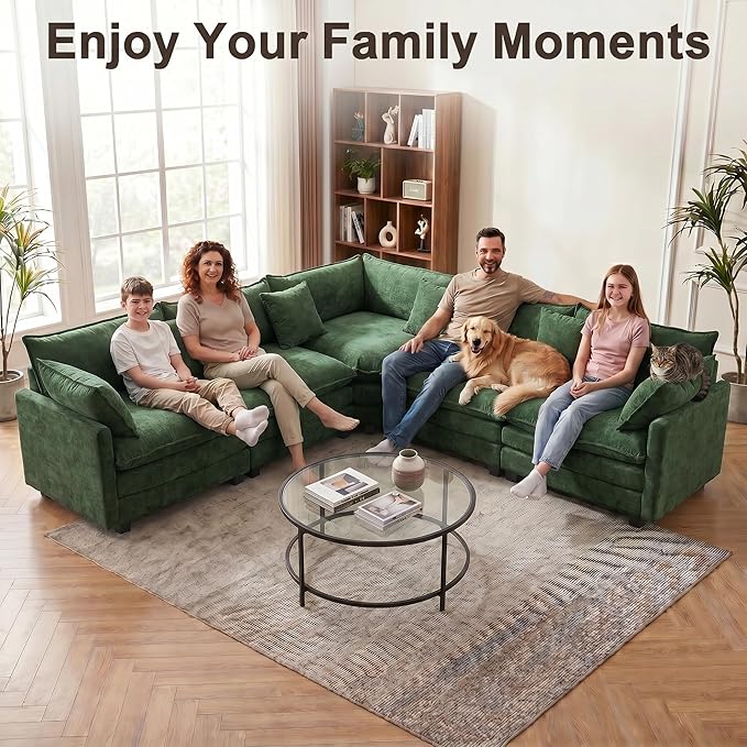 111.4" V-Shaped Corner Couch Sectional|5 Seat Customizable Modular Cloud