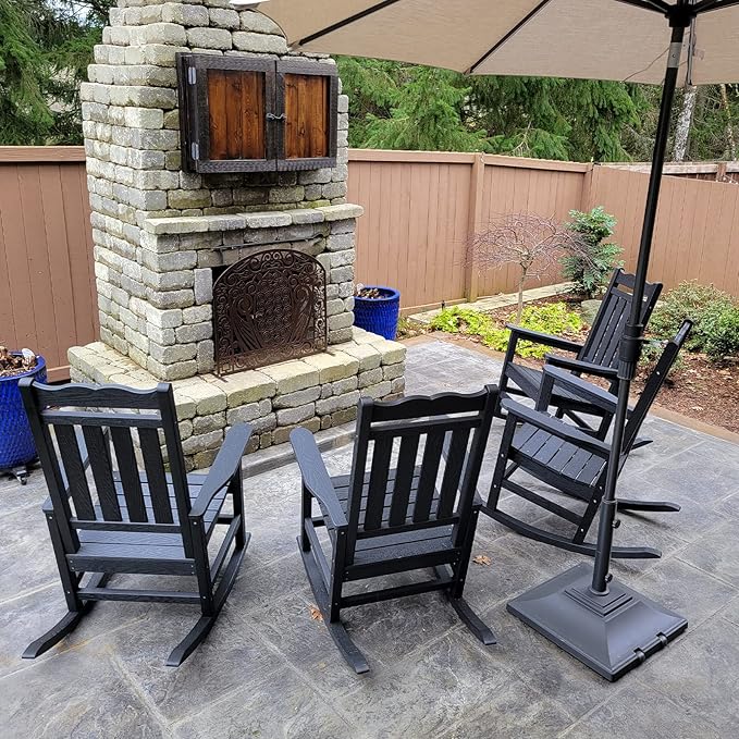 Stoog All-Weather Outdoor Rocking Chairs Set of 2, Oversized Rocking Chairs