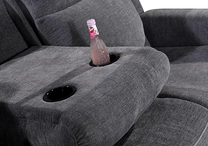 Betsy Furniture Soft Microfiber Manual Reclining Sofa w/Dropdown Table