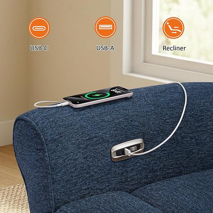 MCombo 87.8" Wall Hugger Power Reclining Sofa, 3-Seat Triple Recliner Couch