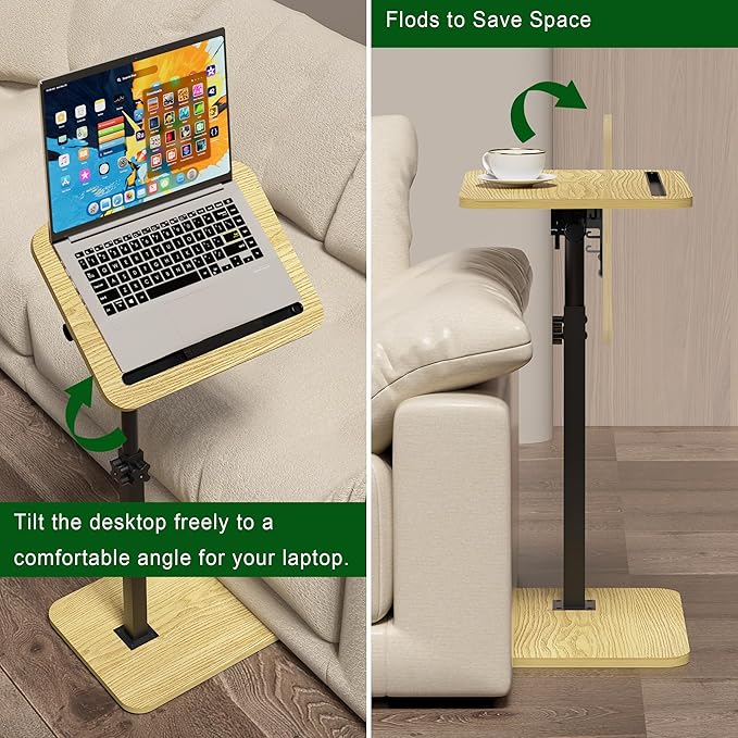 360° Swivel Sofa Side Table for Couch