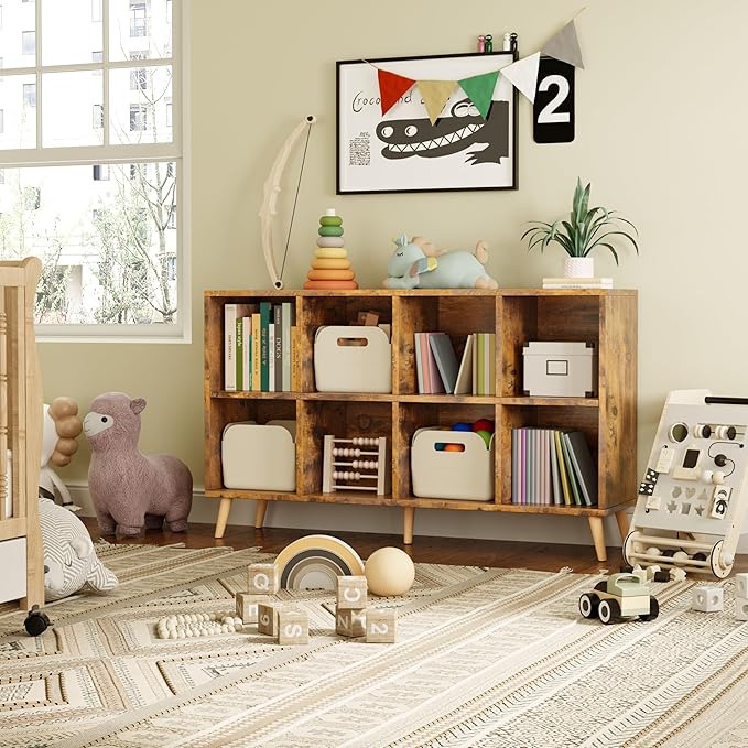 8-Cube Bookshelf 2 Tier Retro Bookcase