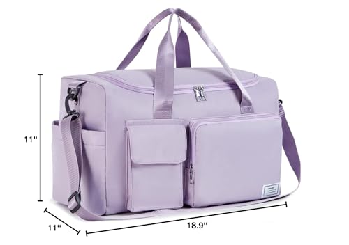 FIORETTO Women's Gym Duffle Bag with Shoes Compartment, 37L Capacity, Ideal for Travel, Gym, Sports, Duffel, Weekender, Lavender