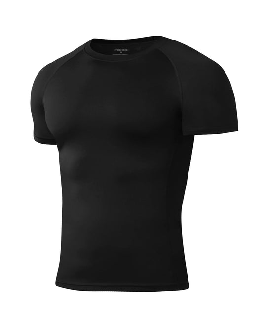 Niksa Men's Compression Shirts 1 Pack, Compression Shirts for Men Short Sleeve Athletic, Quick-Drying Workout T Shirts Base Layer Undershirt Black