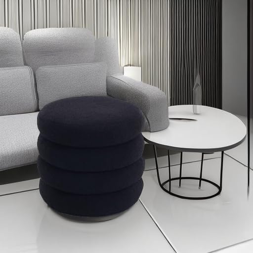 Flouki 19.5" Storage Ottoman Round, Vanity Stools