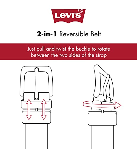 Levi's Men's Reversible Casual Jeans Belt, Brown/Black Antique, Large (38-40)