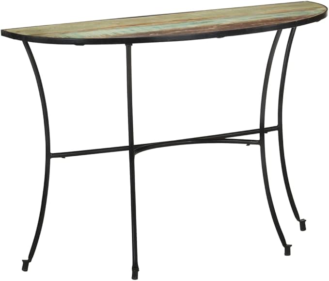Half Circle Side Table 43.3x15.7x30.3 Inches Solid Reclaimed Wood