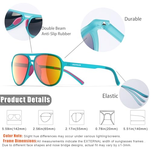 Lasiyanor Lightweight TAC Polarized Tinted Classic Vintage Retro 70s Sunglasses, TR-90 Frame for Women Men, UV 400 Protection