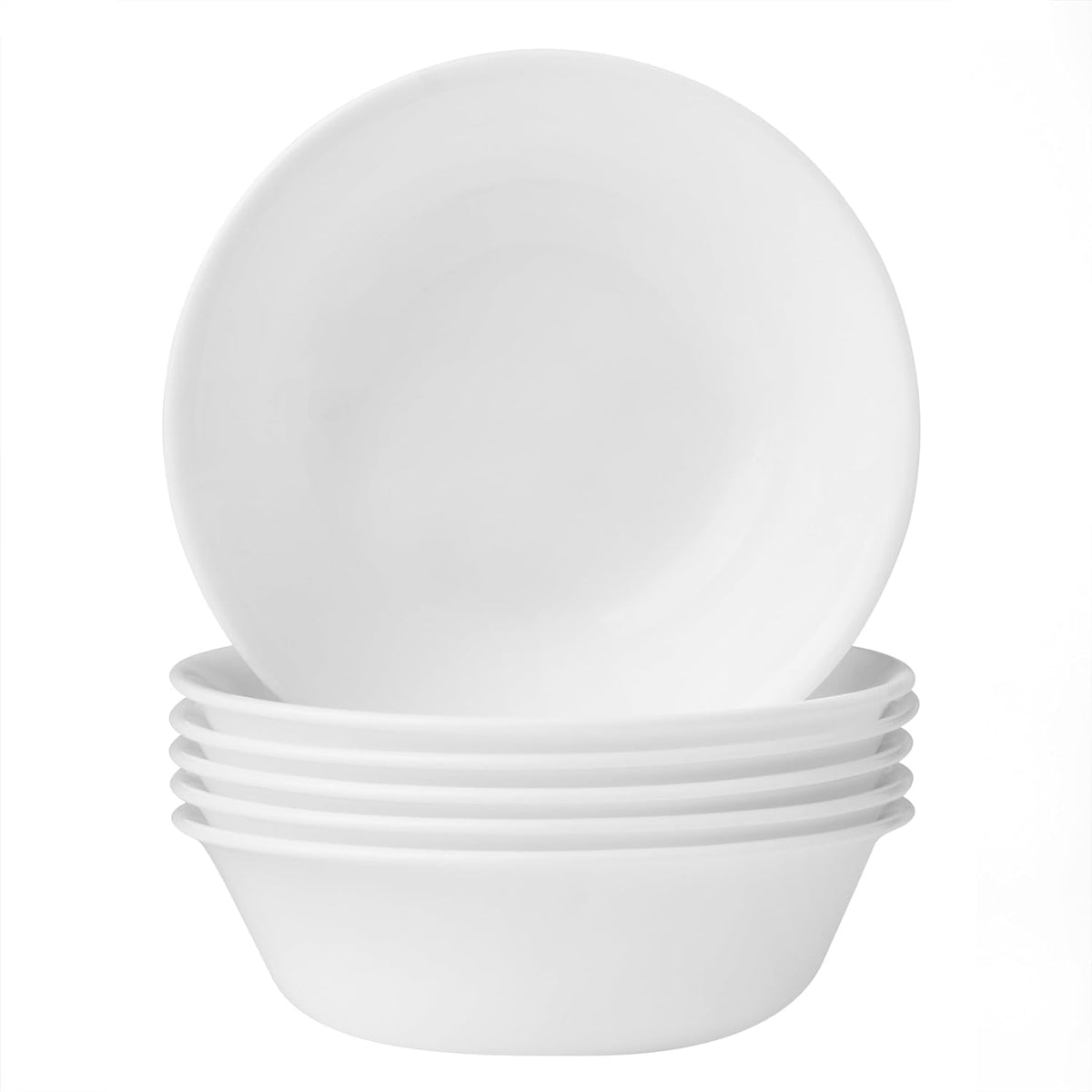 Corelle Vitrelle 6-Piece Soup/Cereal Bowl Set Triple Layer Glass and Chip Resistant, 18-Oz Lightweight Round Bowls, Winter Frost White