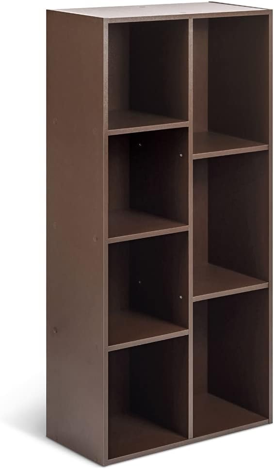 Amazon Basics 7 Cube Storage Organizer Bookcase, Sturdy Shelves, Book Shelf