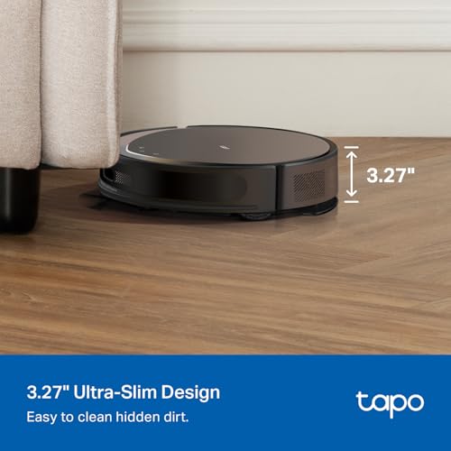 Tapo Ultra-Slim LiDAR Smart Navigation Robot Vacuum and Mop with Self-Emptying Dock, 5300Pa Max, 97%+ Dust Pickup Rate, Self-Charging, Compatible with Alexa & Google Home, RV20 Max Plus