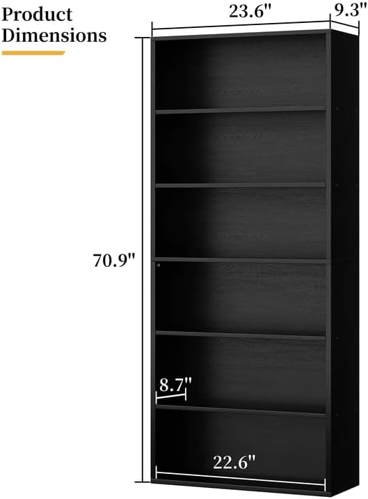 Shintenchi Bookshelf, 6-Tier Open Bookcase and Bookshelves, 6 Shelf Display