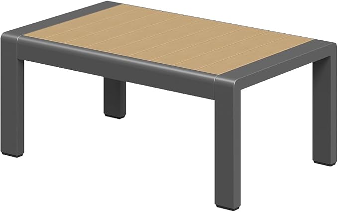 Aoxun Aluminum Outdoor Patio Furniture Set, Coffee Table ×1, Dark Grey & Light