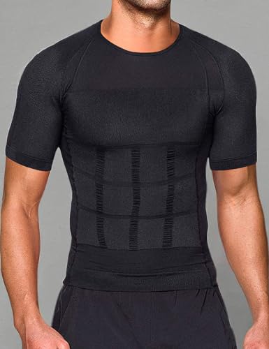 NonEcho Mens Slimming Body Shaper Seamless Compression Shirt Tummy Control Slimmer Shapewear Gynecomastia Undershirt