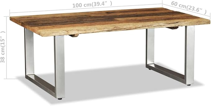 Multicolor Solid Reclaimed Wood Coffee Table, Industrial Wrought Iron Frame