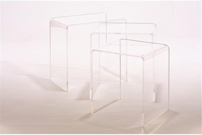 Pemberly Row Clear Acrylic Nesting Tables, Lucite Material, Waterfall Edge