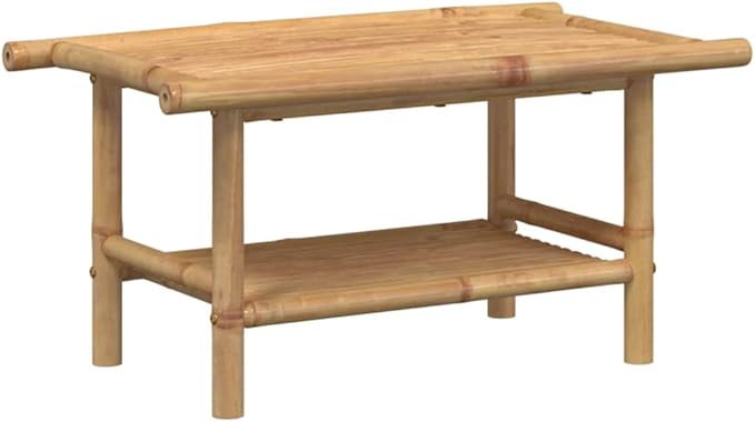 Bamboo Fiber Coffee Table with Storage Shelf, Eco-Friendly Modern Square Design