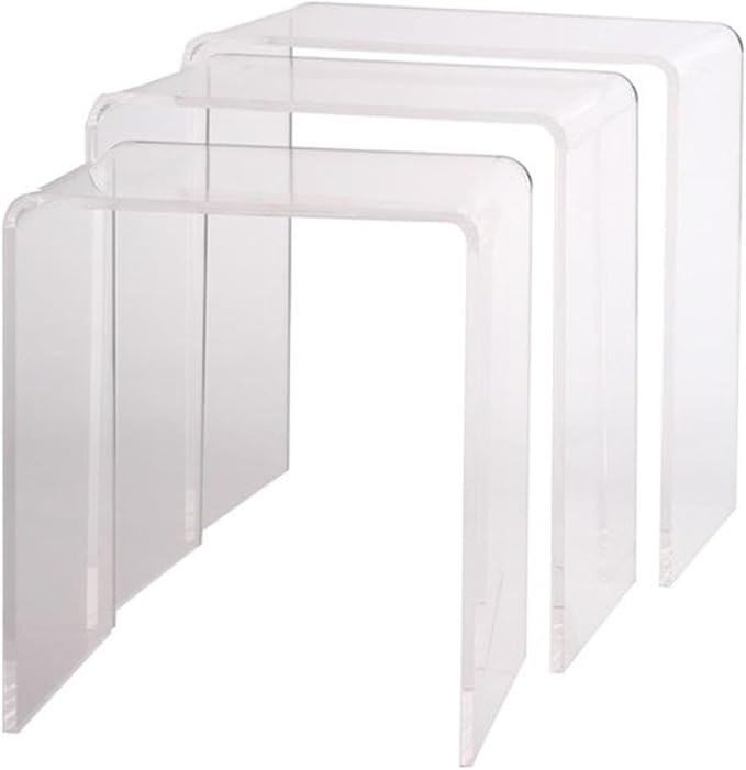 Pemberly Row Clear Acrylic Nesting Tables, Lucite Material, Waterfall Edge