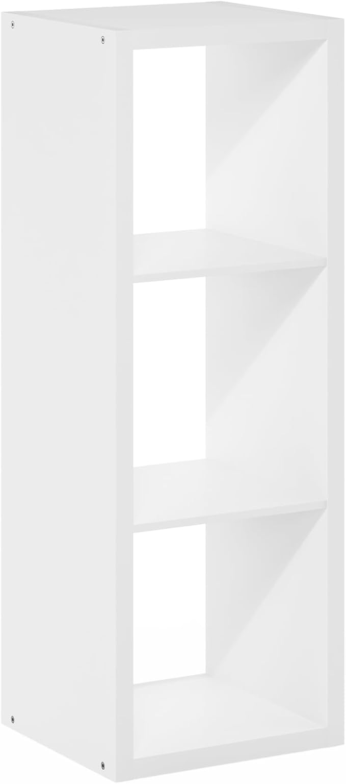 Furinno Cubicle Book Shelf, 3-Cube Bookshelf, Extra Thick Frame Horizontally &