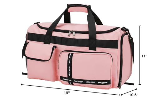 MAXTOP Gym Bag for Women Travel Duffle Carry On Tote Weekender Bag Large Capacity Pink Overnight Bag With Shoe Compartment Gym Tote with Dry and Wet Separation