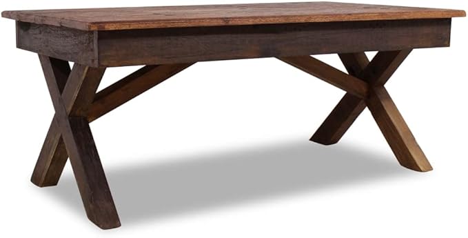 Rustic Farmhouse Coffee Table 43.3 Inch Handmade from Mixed Recycled Woods