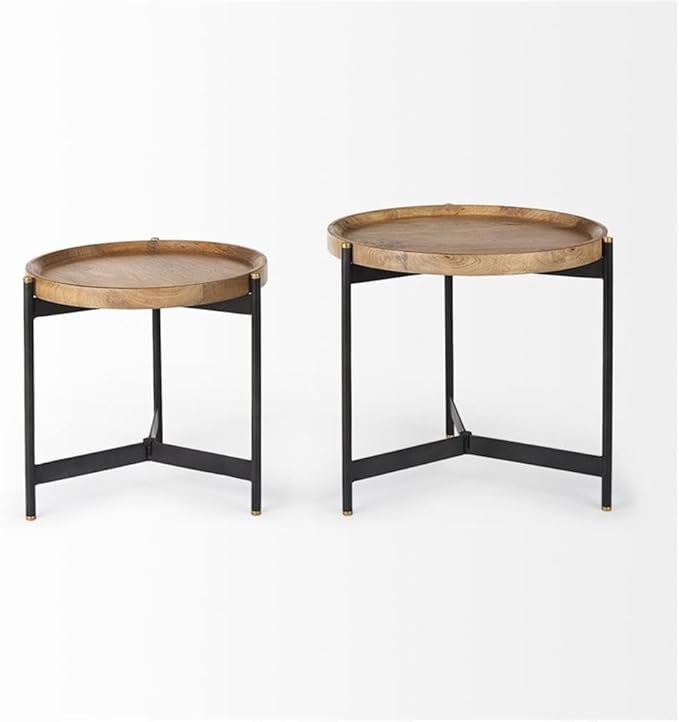 Pemberly Row Nesting Side Tables, 22.5Lx22.5Wx20.8H, Mango Wood Tray Tops
