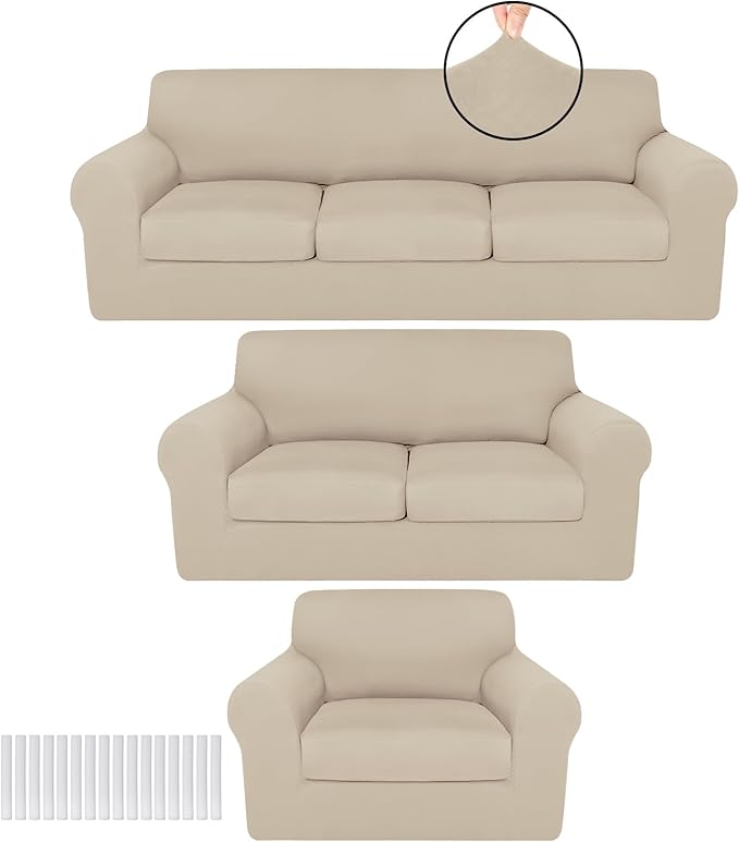 HunnmingRe Sofa Covers for 3 Cushion Couch Stretch Sofa and Loveseat Covers Set