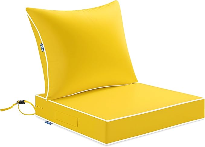 MIULEE Yellow Outdoor Seat Cushion 24x24 Inch Waterproof & 3 Year Fade