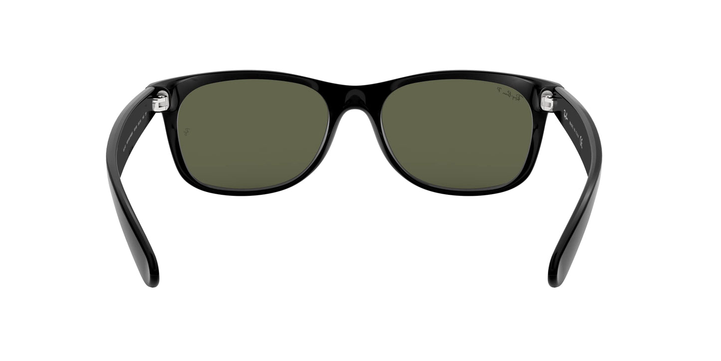 Ray-Ban RB2132 New Wayfarer Square Sunglasses, Black/Polarized Green, 58 mm