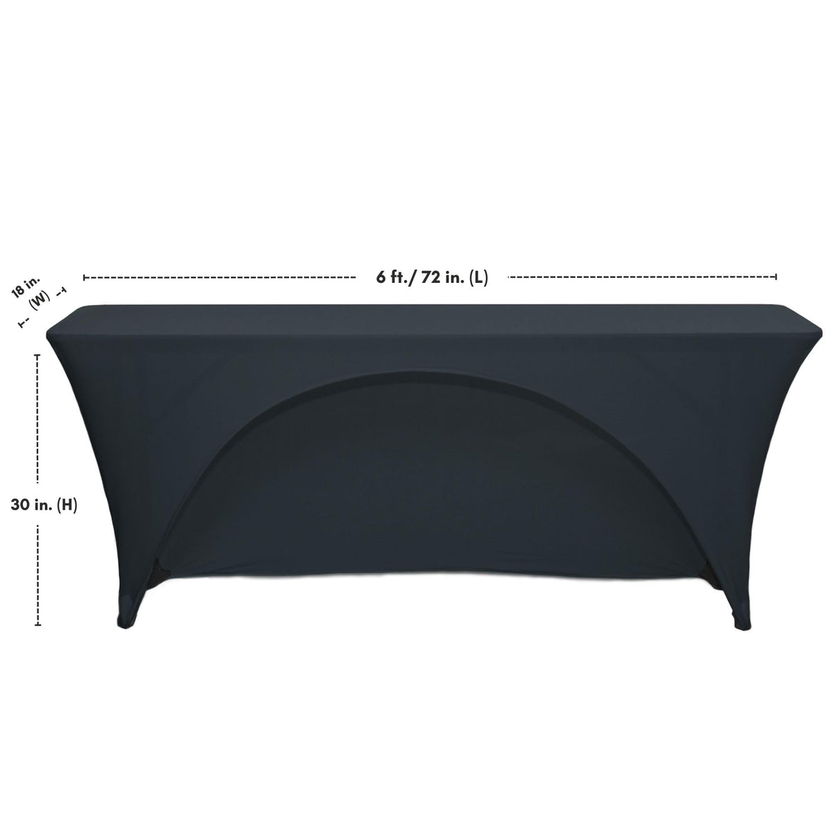 YOUR CHAIR COVERS - Spandex 6 Ft x 18 Inches, Narrow Classroom Open Back Rectangular Training Stretch Tablecloth - Black