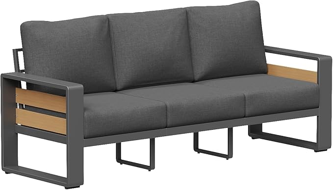 Aoxun Aluminum Outdoor Patio Furniture Set, 3 Seats Metal Sectional Patio
