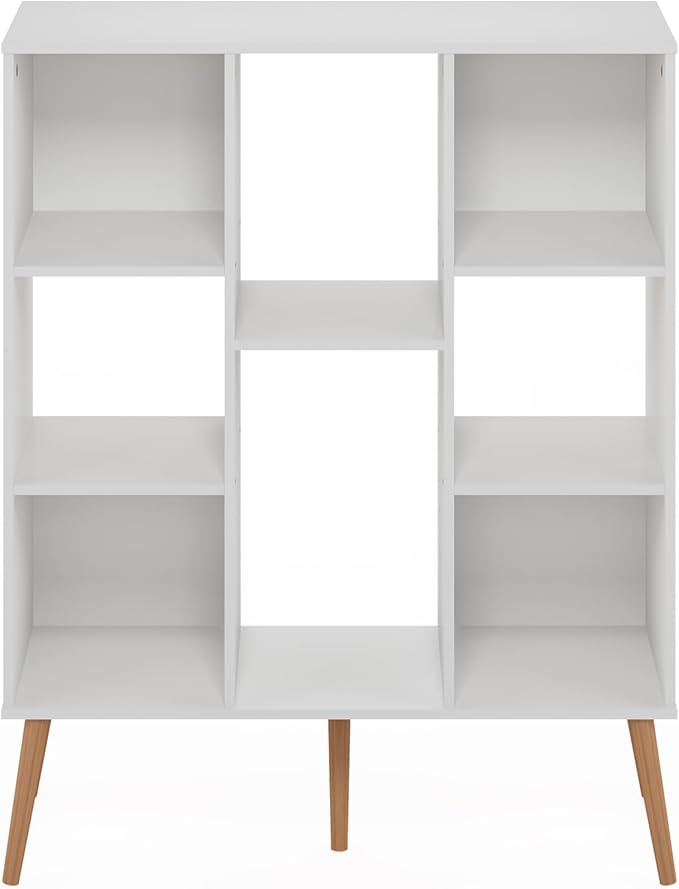 Furinno Claude Mid Century Style Book Shelf, 8-Cube Bookshelf, Cube Storage