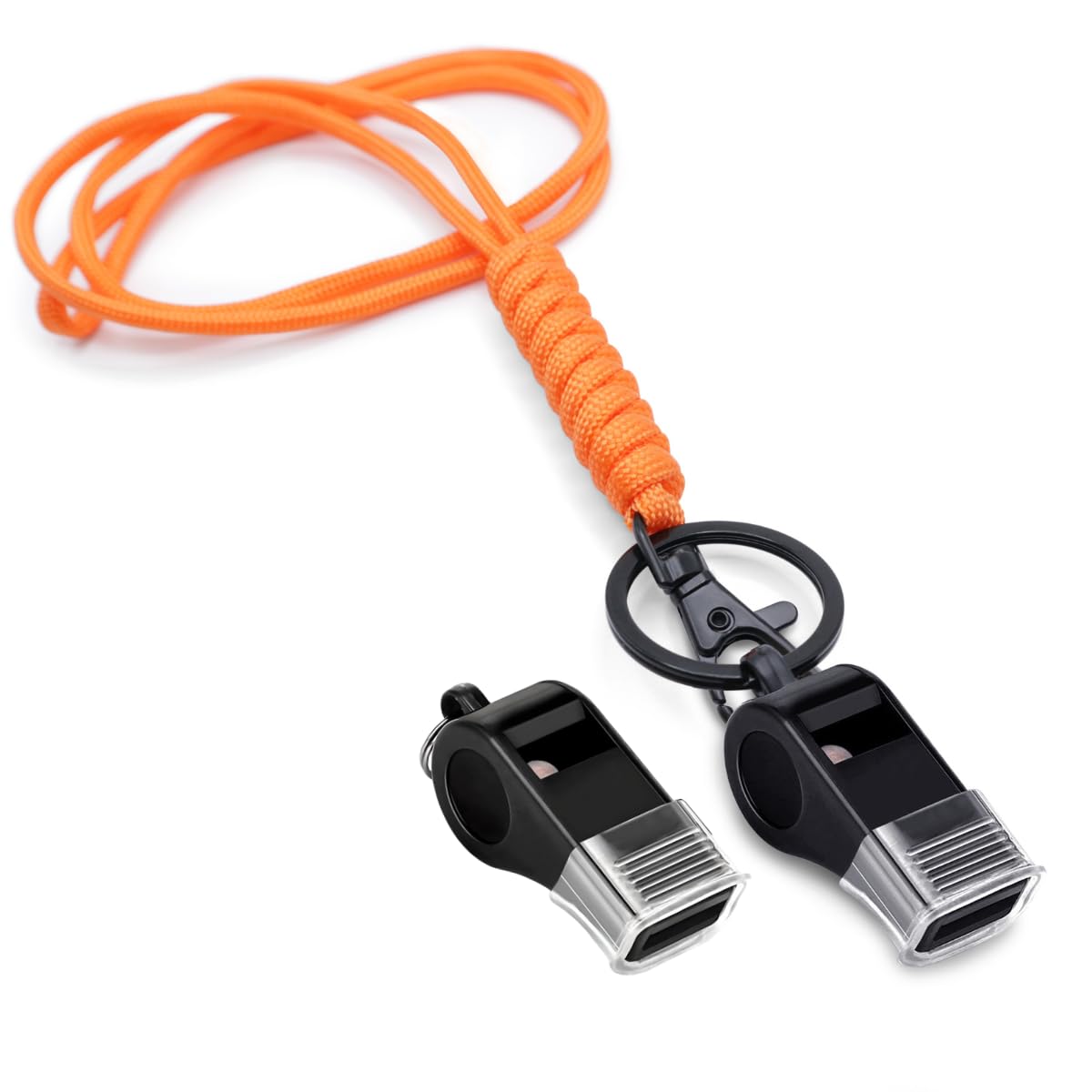 MyfavoriteK 2 Pack Professional Plastic Sports Whistle with Rope Lanyard Strap Sports Coach Referees Whistle Cord (Orange)