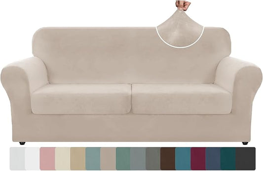 ZNSAYOTX Oversized Velvet 3 Piece Couch Cover