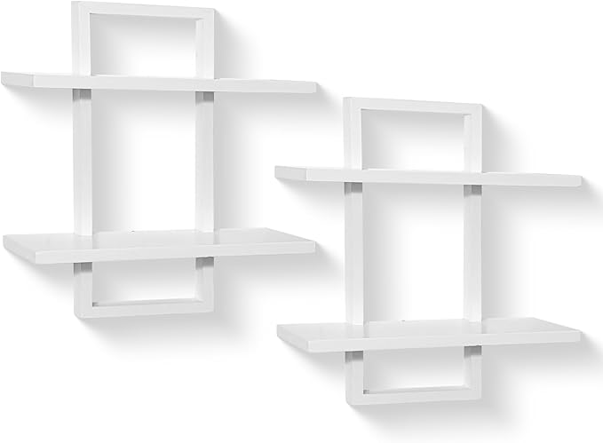 PHOENANCEE Floating Shelves for Wall, Display Hanging Shelf Set of 2, Modern