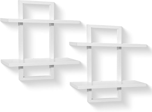PHOENANCEE Floating Shelves for Wall, Display Hanging Shelf Set of 2, Modern