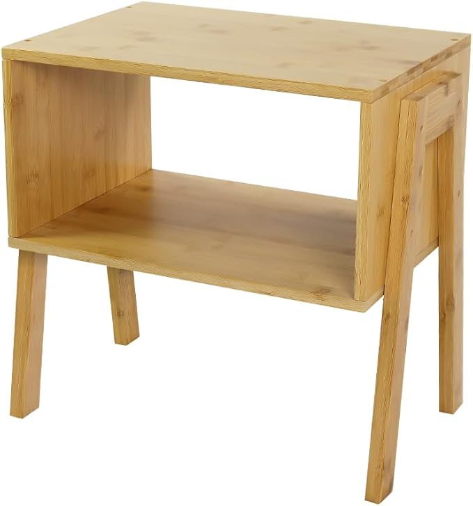KKTONER Modern Bamboo Nightstands End Tables Bedroom