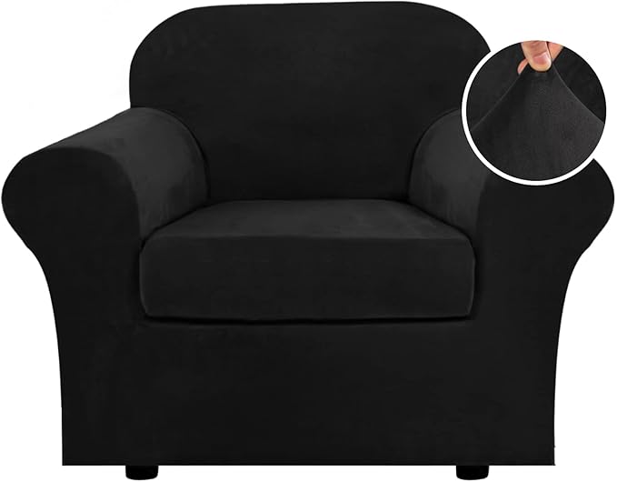 H.VERSAILTEX Rich Velvet Stretch 2 Piece Cover Chair Slipcover Sofa Cover