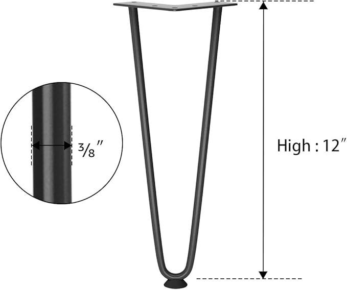 SMARTSTANDARD 12 Inch Heavy Duty Hairpin Furniture Legs, Metal Home DIY Projects