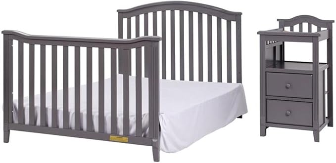 Pemberly Row 4-in-1 Convertible Crib and Changer, Sustainable Gray Pine Wood