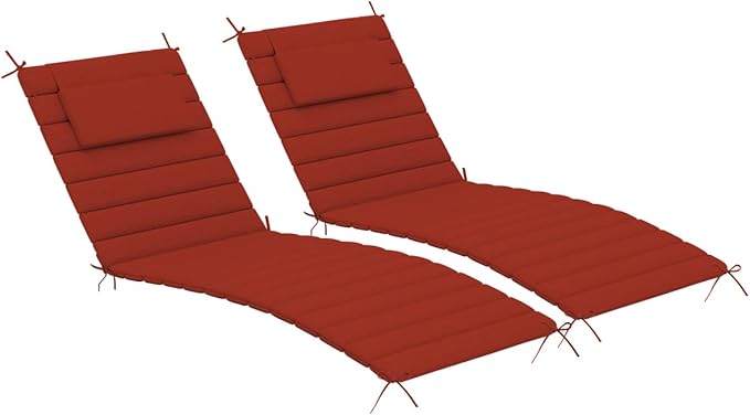 Sundale Outdoor Olefin Quilted Lounge Cushion Set of 2, Patio Foldable Chaise