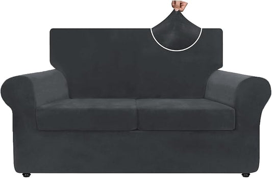 ZNSAYOTX Luxury Velvet Sofa Cover 3 Piece Stretch Loveseat Covers
