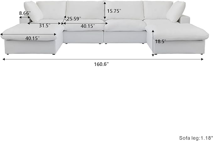 Cloud Modular Sectional Sofa Couch, Oversized U Shaped Couch 6 Seater